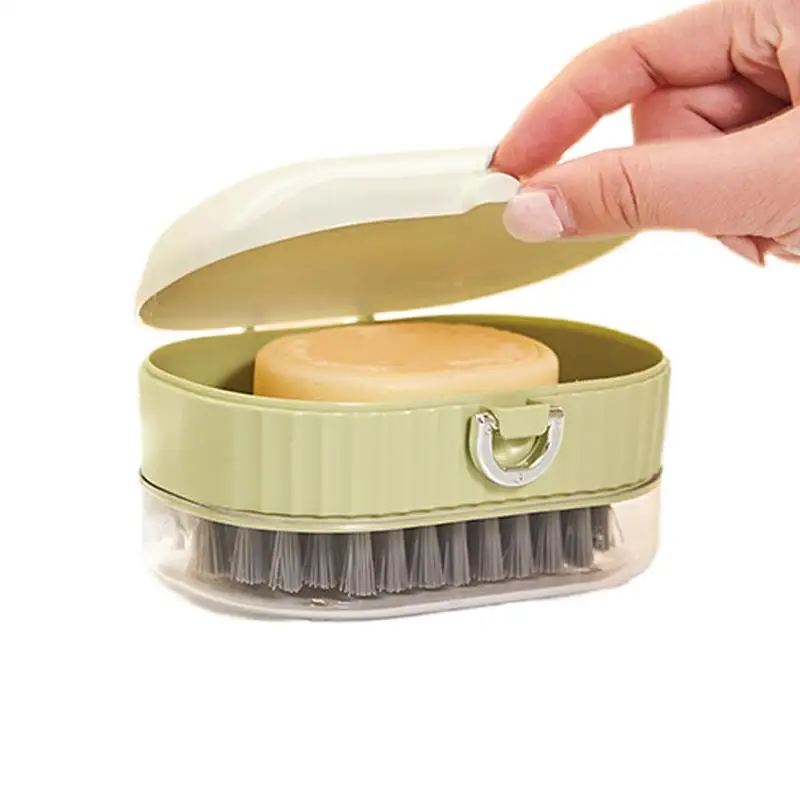 

Soap Dish With Lid 2-in-1 Soap Bar Case Storage Box With Roller Brush Multi-functional For Laundry Camping Gym Cleaning Sink
