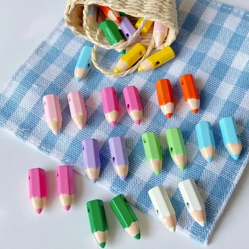 A52E Set of 2Pcs  Alloy Pencil Charm Necklace Keychain Craft Naking Creative Gift