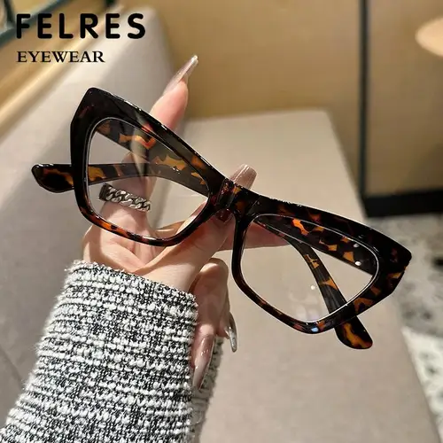 Imagen 2 del producto Gafas de lectura tipo ojo de gato con luz azul para mujer, anteojos ópticos con acabado Retro, de enfoque único, color blanco, a la moda