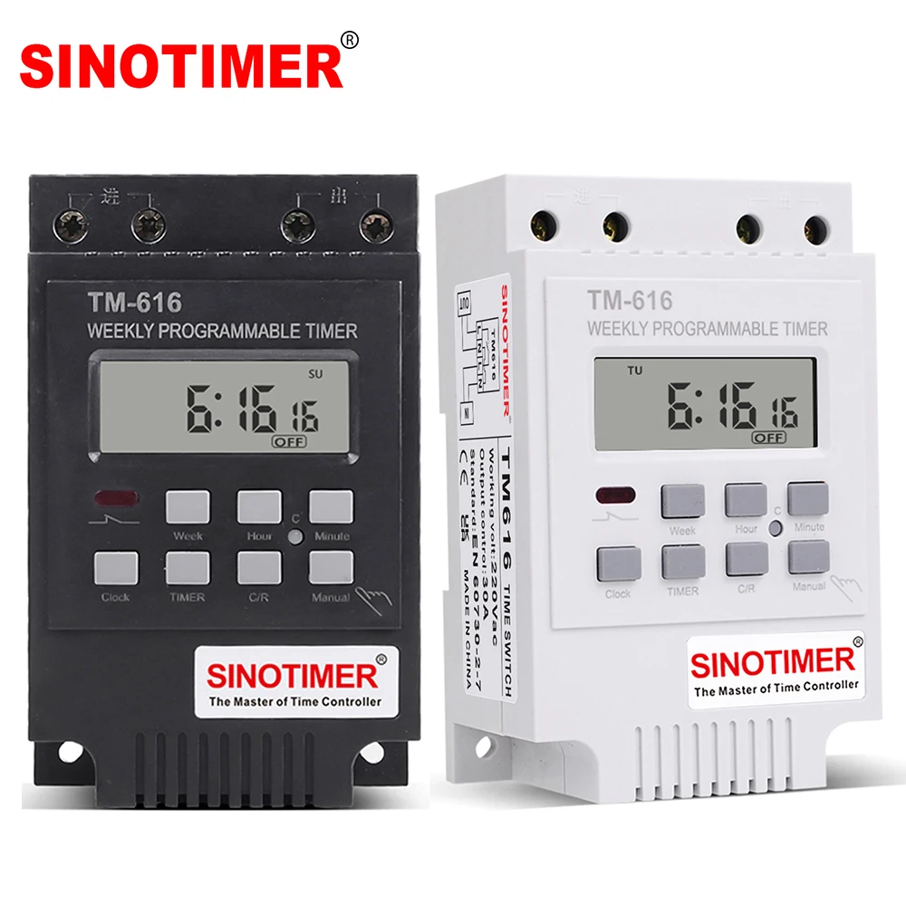 Temporizador Digital Programable Semanal de 220V 230V CA, Relé de Control de Carga Pesada 30A, Relé Temporizador con Montaje en Riel DIN TM616