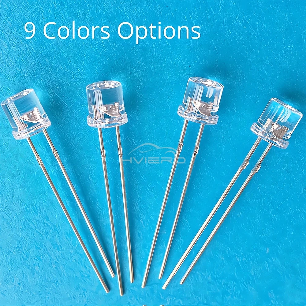 100/1000 قطعة 5 مللي متر سطح مسطح F5 انبعاث ديود LED زاوية واسعة الترا السوبر مشرق لمبات ضوء مصباح الثنائيات أبيض أحمر أصفر أزرق أخضر #4