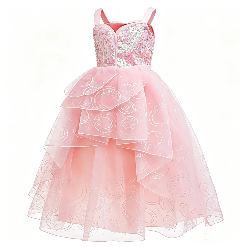 Rosa Guter-Hexen-Kostüm Mädchen Geburtstagskleid Luxuriöses Kinder-Halloween Glinda Cosplay Kostüm – Detail 4