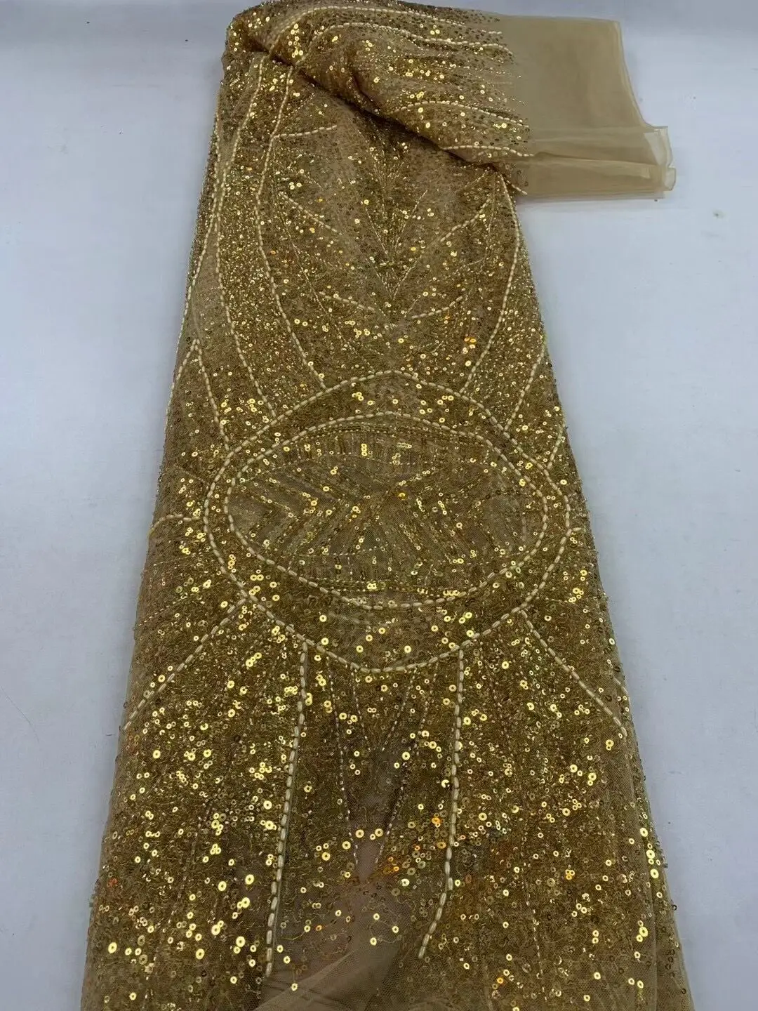 

French beads Lace Fabric J-1308467 High Quality African Lace Nigerian Fabric For Wedding Party Dress