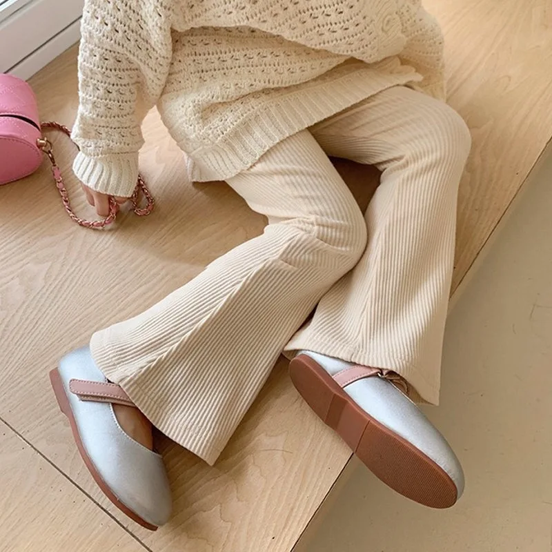 Spring and Autumn Girls' Clothing Casual Pants Baby Children's Personality Trendy Brand Korean Pit Leggings Fashion Flared Pants