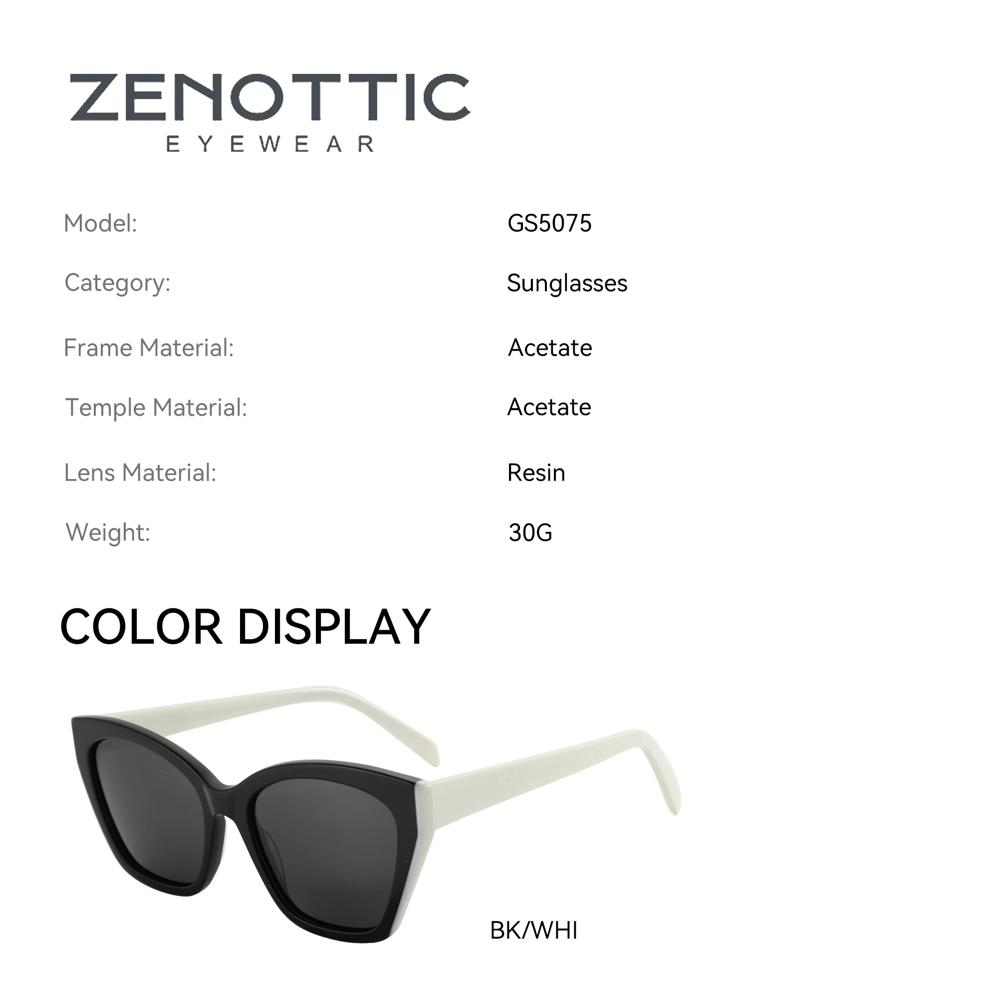 ZENOTTIC Cateye Polarizing Sunglasses Women 2024 Shade Handmade Acatate Square Polarized Sun Glasses GS5075