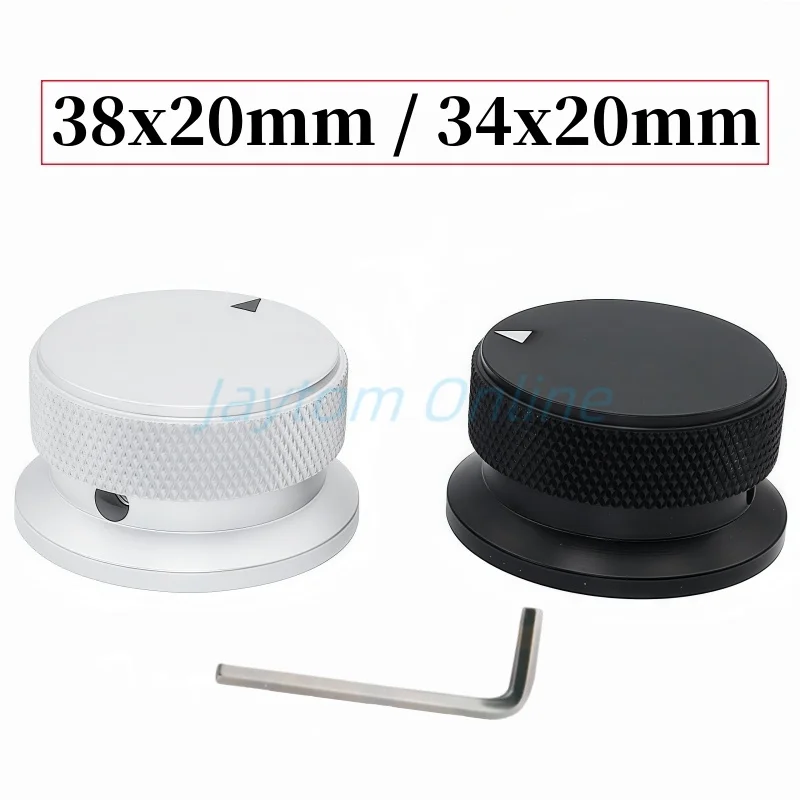 1pc 38x20mm Aluminium Alloy Sandblasting Potentiometer Switch Knob Oven Electric Appliance Audio Amplifier Adjusting Caps