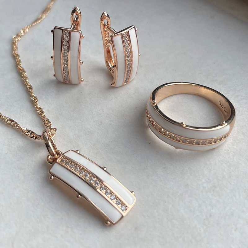 SYOUJYO Natural Zircon Full Paved Earrings For Women 585 Rose Gold Color Glossy Simple Stylish Daily Wear Jewelry