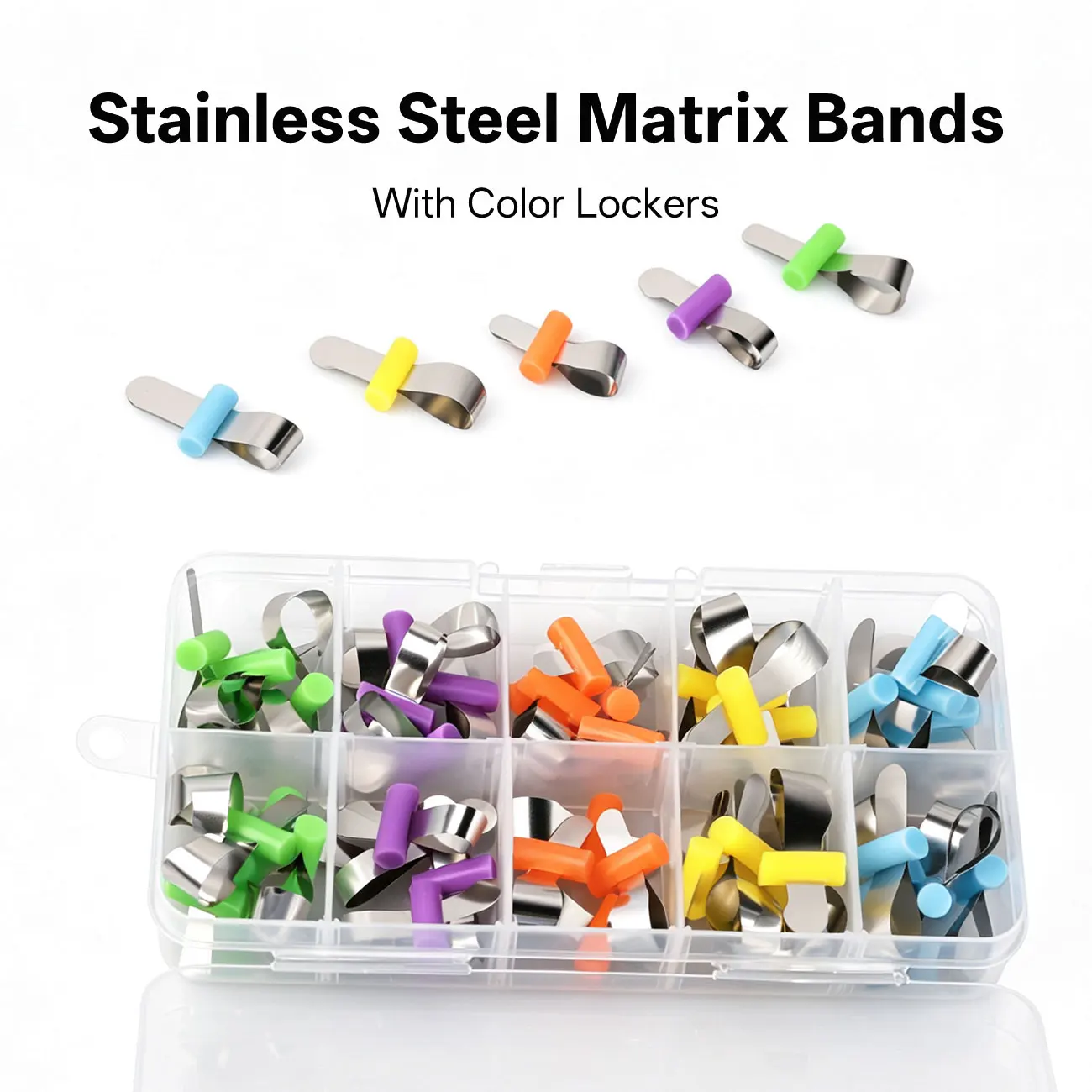 50pcs/Set Dental Orthodontic Forming Sheet Matrix Bands Stainless Steel Matrix Dentist Matrix Matrices Sectional Contoured Matri