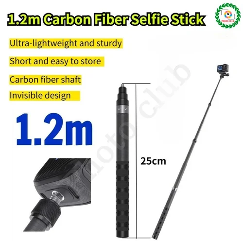 Imagen 1 del producto Palo de Selfie de fibra de carbono de 1,2 M para DJI Osmo 360/Action 5 Pro palo de Selfie Invisible ultraligero para Insta360 X5/Ace Pro 2/GoPro