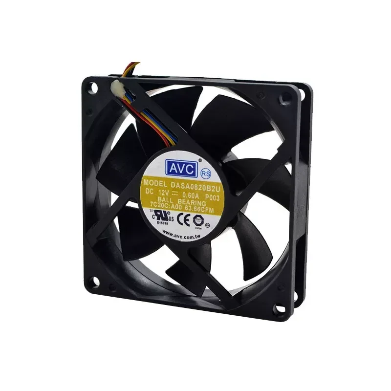 Original AVC 8020 12V 0.60A DASA0820B2U 8CM4 Wire Main Board CPU Chassis Cooling Fan for Computers