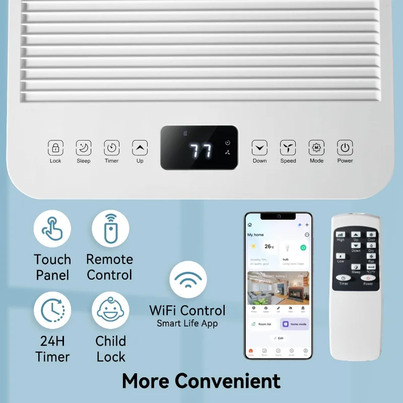 Aoxun 10000 BTU Portable Air Conditioners, WiFi APP Smart Control, 4-IN-1 AC Unit, Fast Cooling, Dehumidifier, Fan & 24H Timer