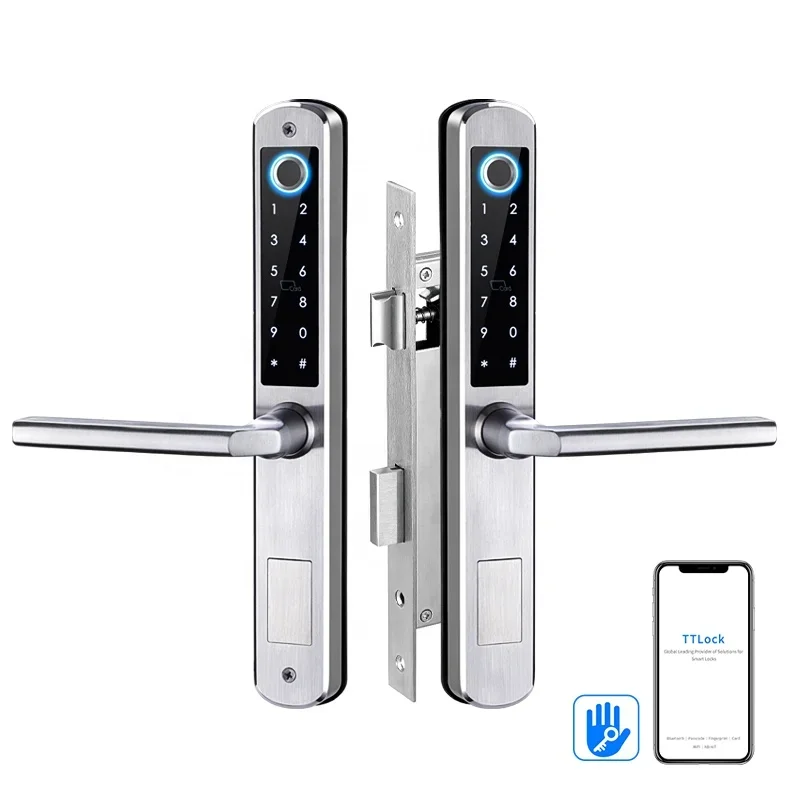 004 Tediton stainless steel Security Waterproof sliding APP Wifi ttlock dual sides fingerprint intelligent door lock