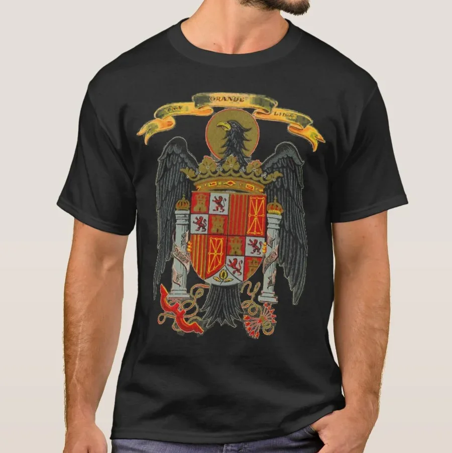 Vintage francisco espanhol imperial águia brasão camiseta 100% algodão o-pescoço manga curta verão casual masculino camiseta