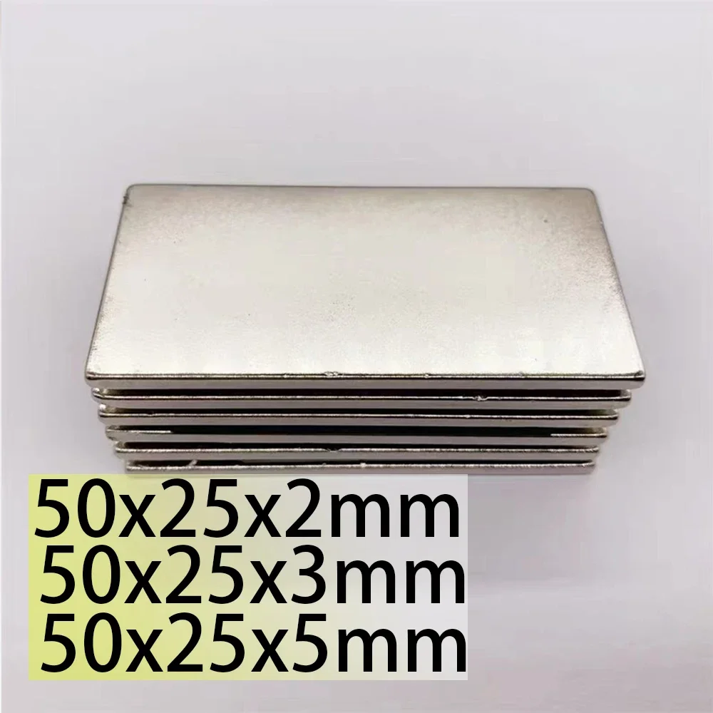 N35 50x25x2 50x25x3 50x25x5 persegi panjang Neodymium Bar blok Motor kuat generasi Bumi Langka pencarian Magnet magnetik