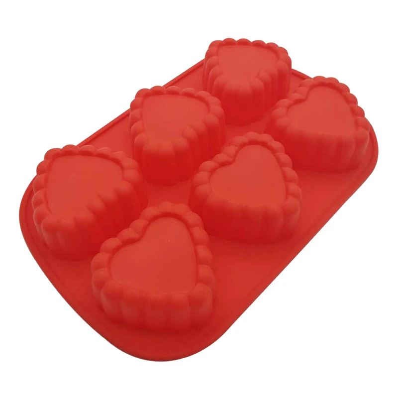 

6 Hole Lace Heart-Shaped Silicone Cake Mold Love Shape French Mousse Dessert Mold Ice Tray Multi-function Kitchen Baking Tools