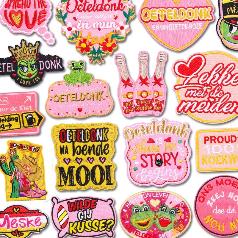 Oeteldonk Emblem Patch Niederlande Karneval bestickt DIY Eisen auf Patches für Kleidung Frosch Patch Feier Geschenke Nähen DIY