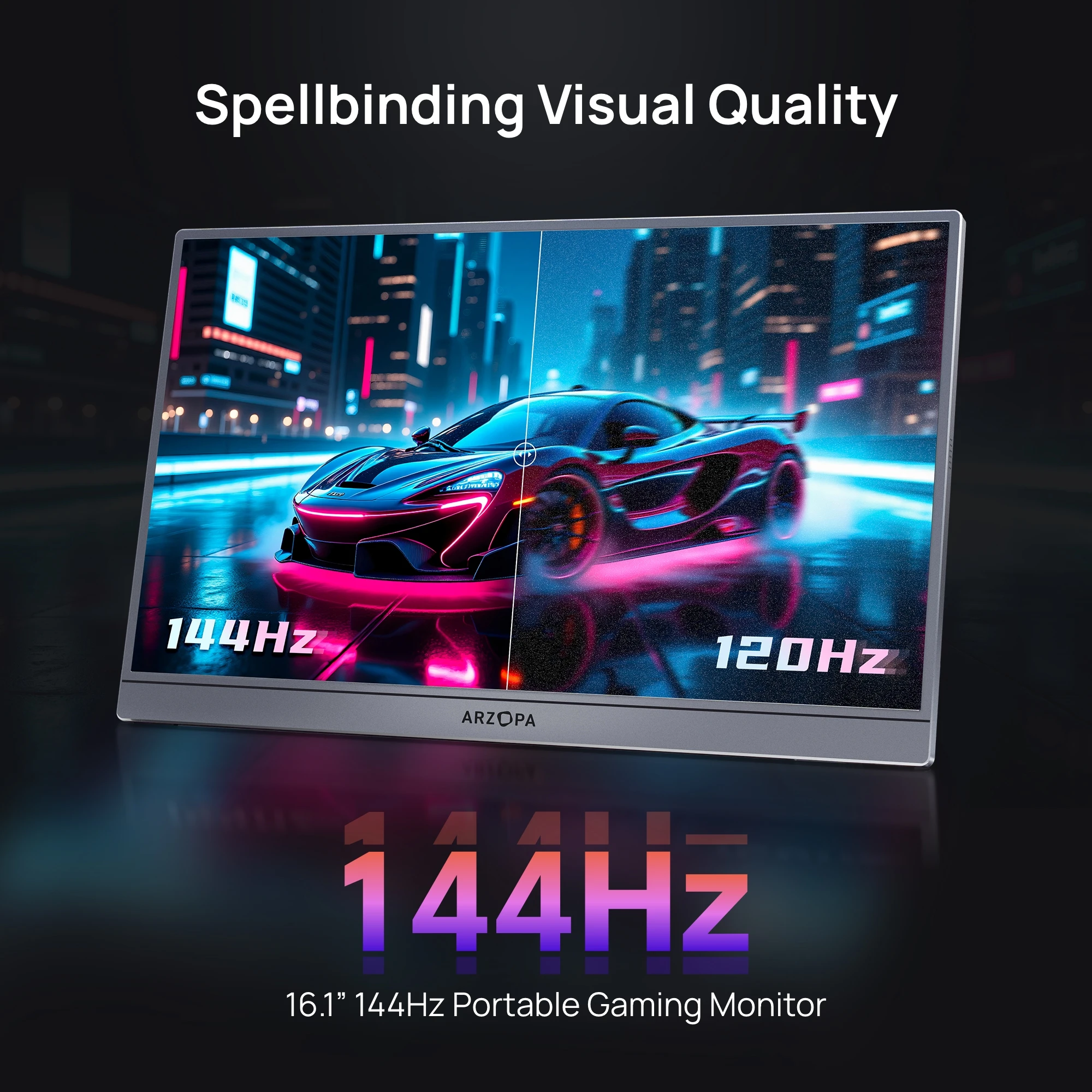 ARZOPA 16.1 inches Z1FC Portable Monitor with Storage Bag,144 hz
