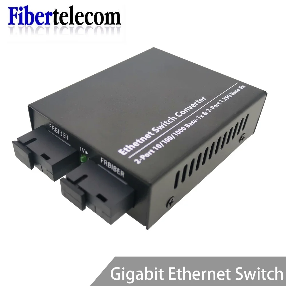 Media Converter Fiber Optic Switch 2 RJ45 UTP 2 SC Serat Optic Gigabit 10 / 100 / 1000M