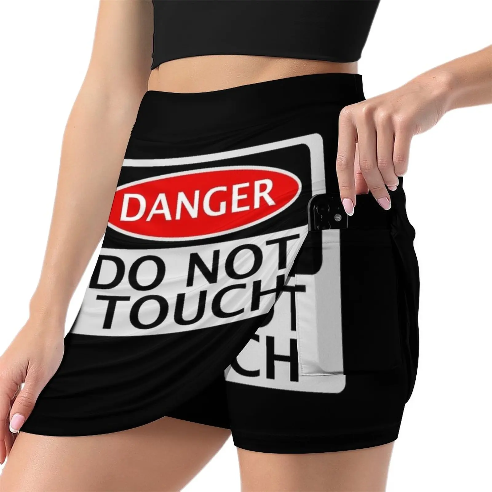 DANGER DO NOT TOUCH FUNNY FAKE SAFETY SIGN SIGNAGE Light Proof Trouser Skirt Miniskirt woman micro mini skirt extreme