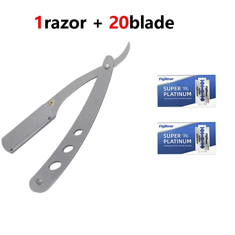 Navaja de barbero para hombre, afeitadora de filo recto, cuchillas de afeitar manuales para el cuidado de la barba, cuchillas reemplazables, Shavette para hombres