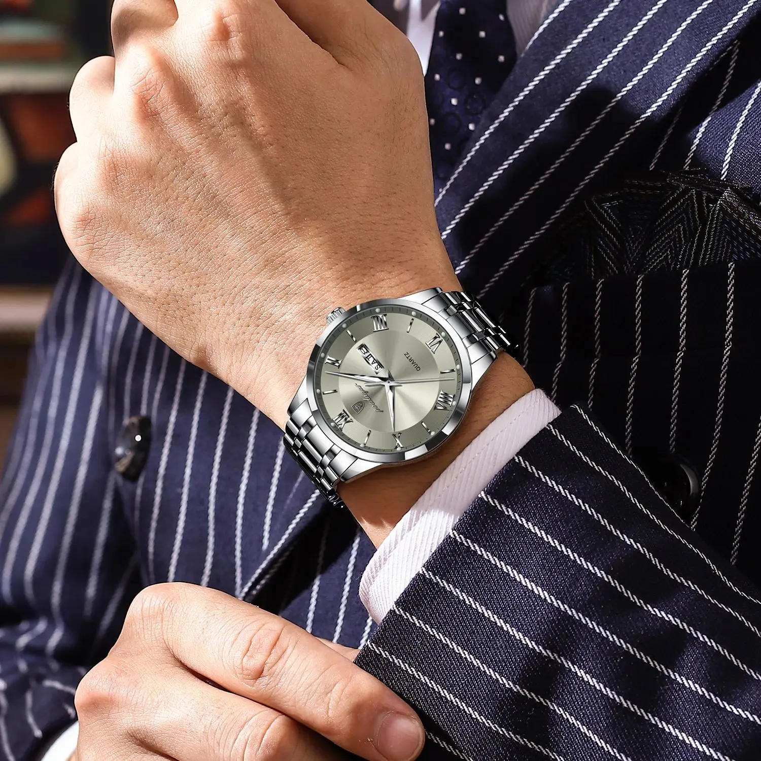 POEDAGAR Luxury Fashion Men Clock Waterproof Luminous Week Date Sports Man Wristwatch Stainless Steel Men's Quartz Watches Reloj