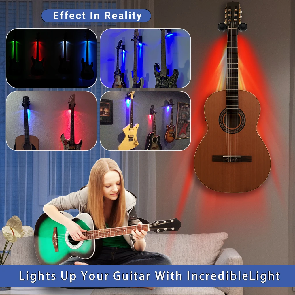 LED Guitar Hanger With Back Light Display For Wall Mounting Bracket In 4 Colors Guitarra Accessories