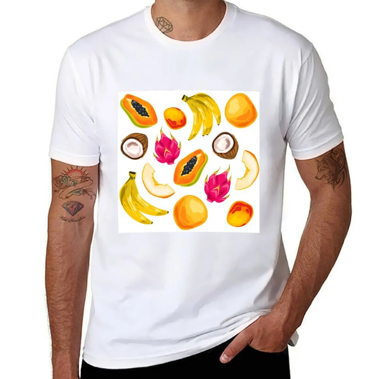 

Tropical fruits pattern, coconut, banana T-Shirt t shirts for man pack white graphic t shirts for man T-Shirt
