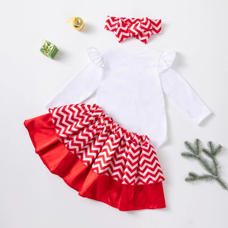 Autumn and Winter New Baby Girl Christmas Costume Party Dress Up Dress Up Baby Girl Holiday Ha Dress Set Three Piece
