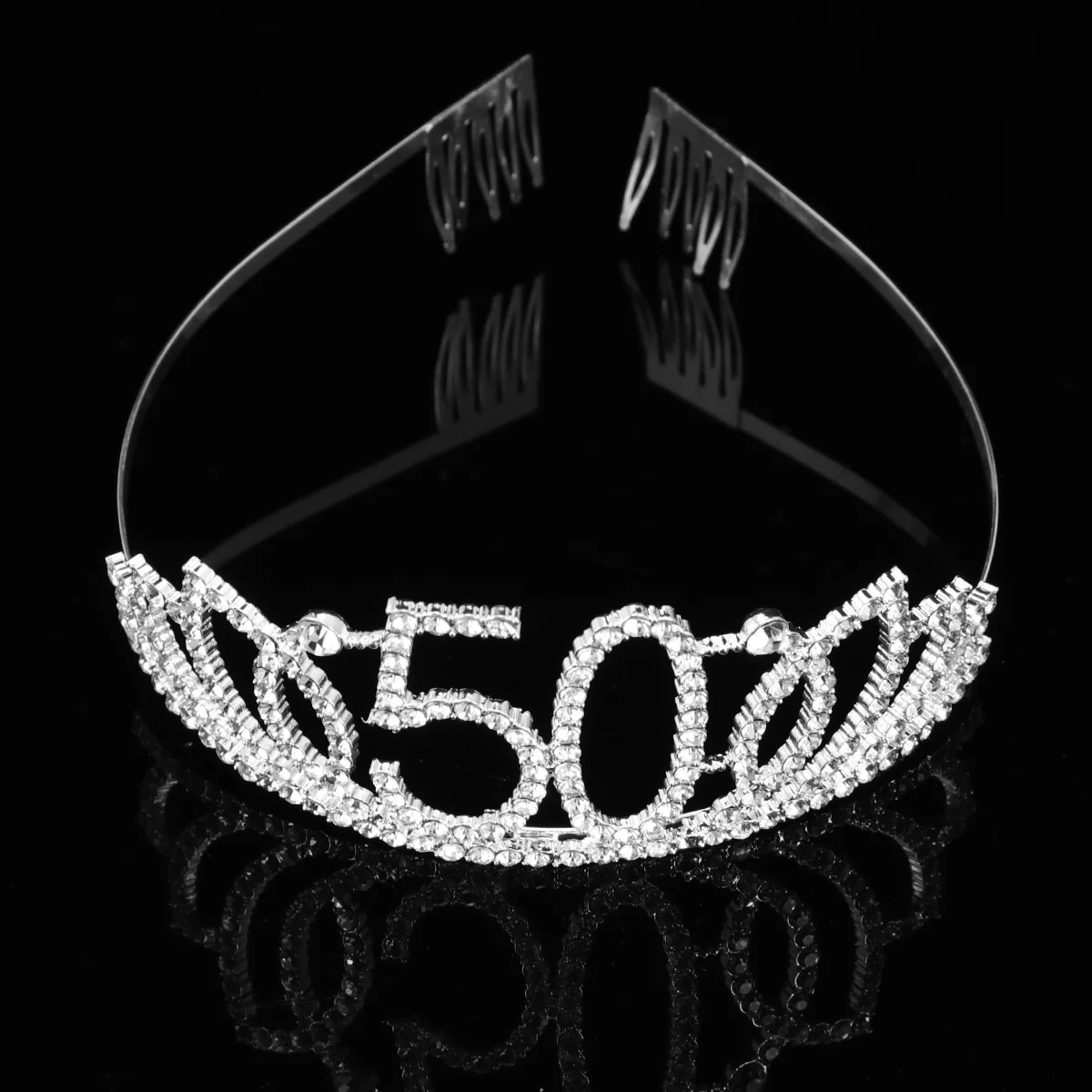 

Birthday Headband Silver 50 Number Crown For Women Hair Accessories Cake Decoration Headdress Party Favor Gift