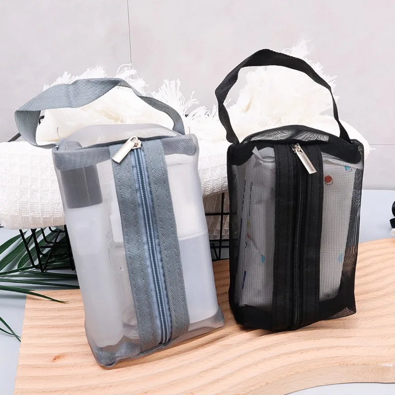 Large Capacity Makeup Bag Mesh Transparent Travel Organizer Portable Zipper Pouch Travel Storage Carry Bags Beauty Women Case