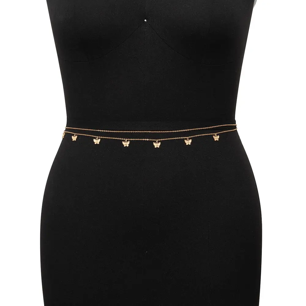 Beach Trendy Tassel Double-Layer Lovely Fashion Body Chain Sexy Belt Butterfly Women Waist Chain