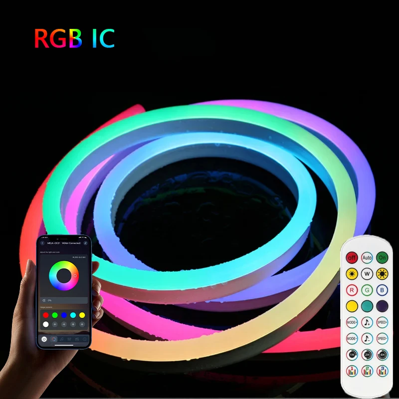 

Neon Light Strip Set RGB IC 24V 2A Waterproof LED Strip Light Strip Bluetooth APP Control Suitable For Outdoor Decoration