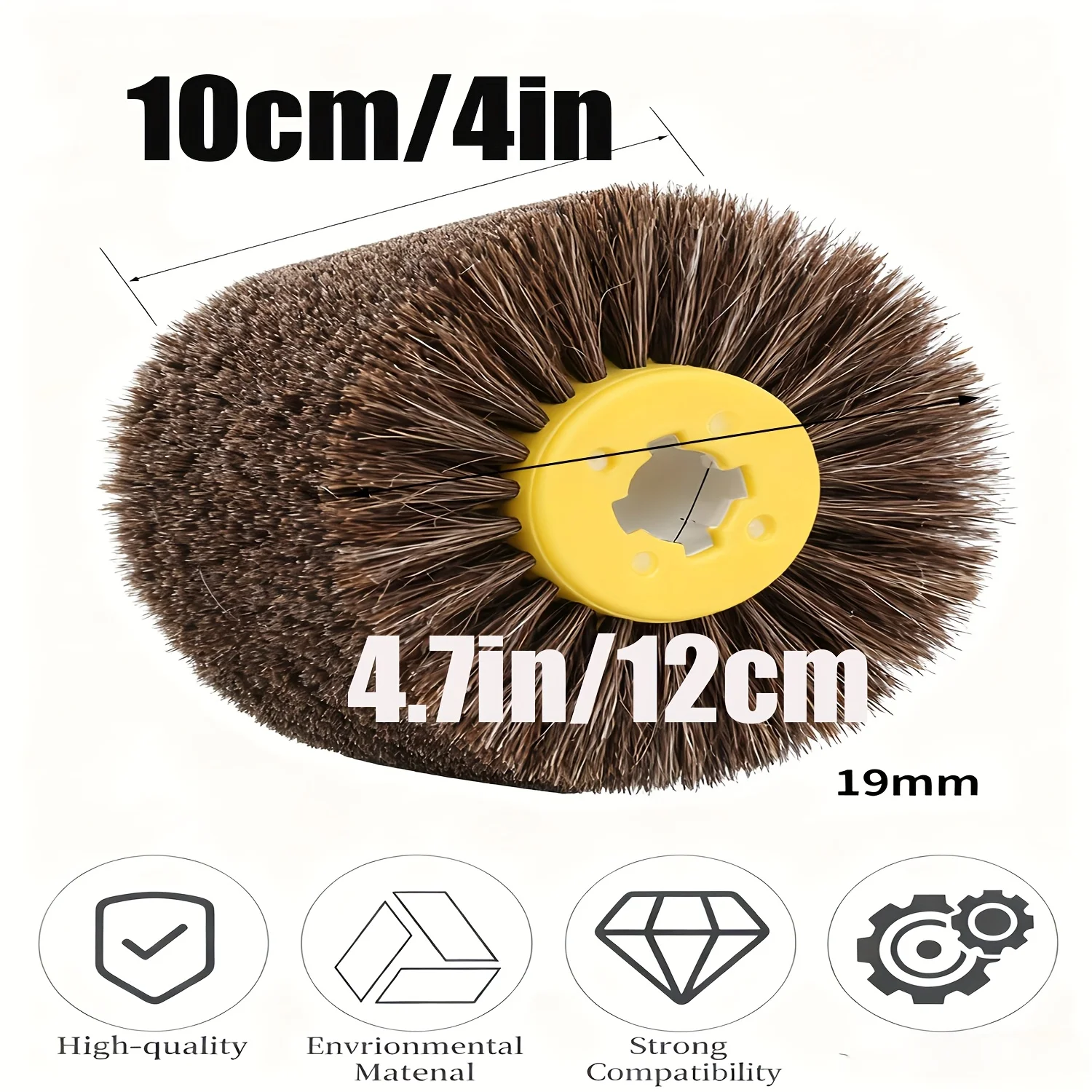Horsehair Polishing Wheel Surface Conditioning Tool, 4.7' X 4' Buffing Wheel, Drawing Polishing Burnishing Finishing Wheel