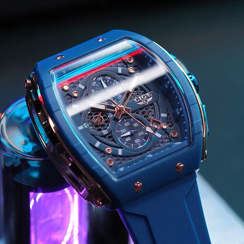 

LIGE лучший бренд класса люкс, мужские спортивные часы 50 м, водонепроницаемые кварцевые мужские часы, военные светящиеся наручные часы для дайвинга, мужские Reloj Homre 2024