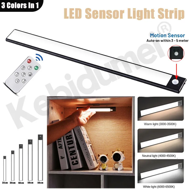 

20cm/40cm LED Lamp Night Light Under Cabinet Lights Motion Sensor Night Light Closet Lamps Cabinet Kitchen Lighting Magnetic