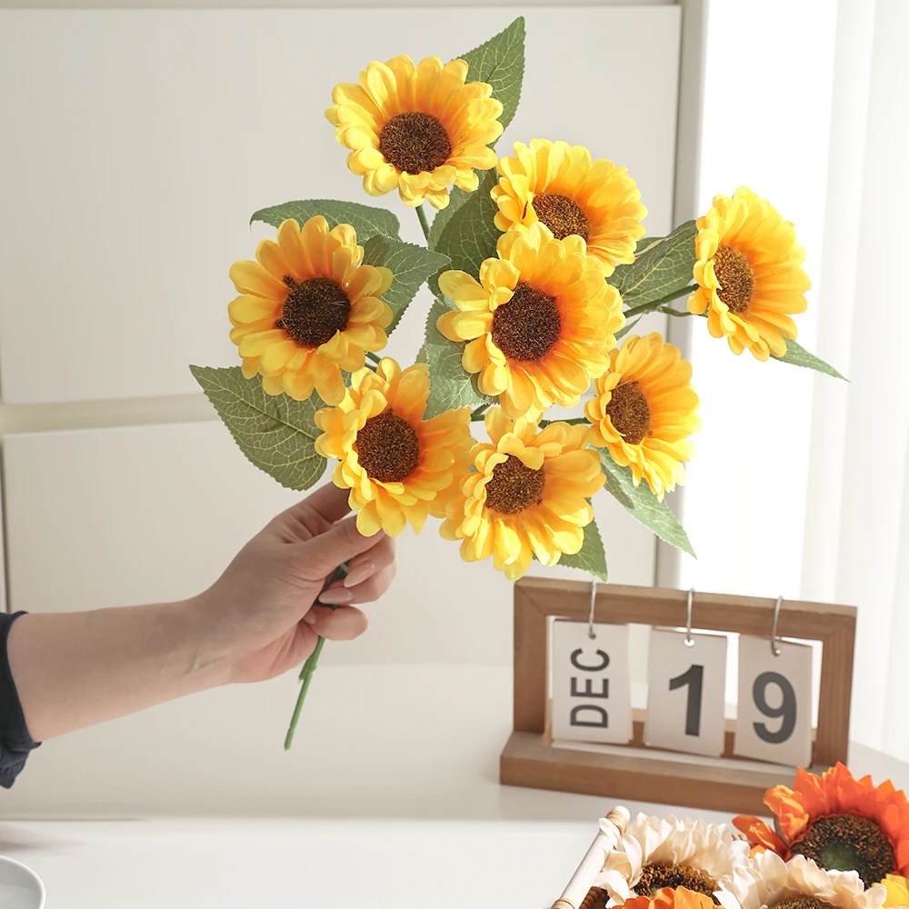 1/2 Stücke 26/47 CM Sonnenblumen Künstliche Blumen Bouquet Party Supplies für Wohnkultur Hochzeit Dekoration Gefälschte Blumen DIY Zubehör – Detail 6
