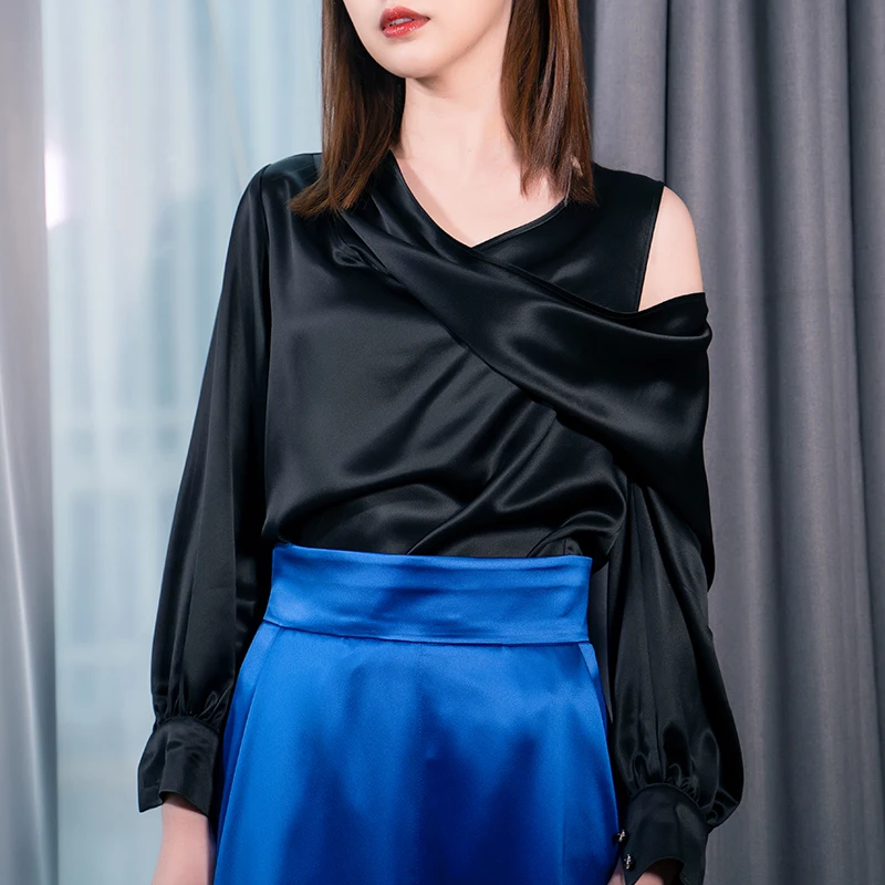 

Silky Smooth Tee-acetate Slimming irt Collar Women's Faionable Commute Sle Long Sve Regular Fit Pure Color irt