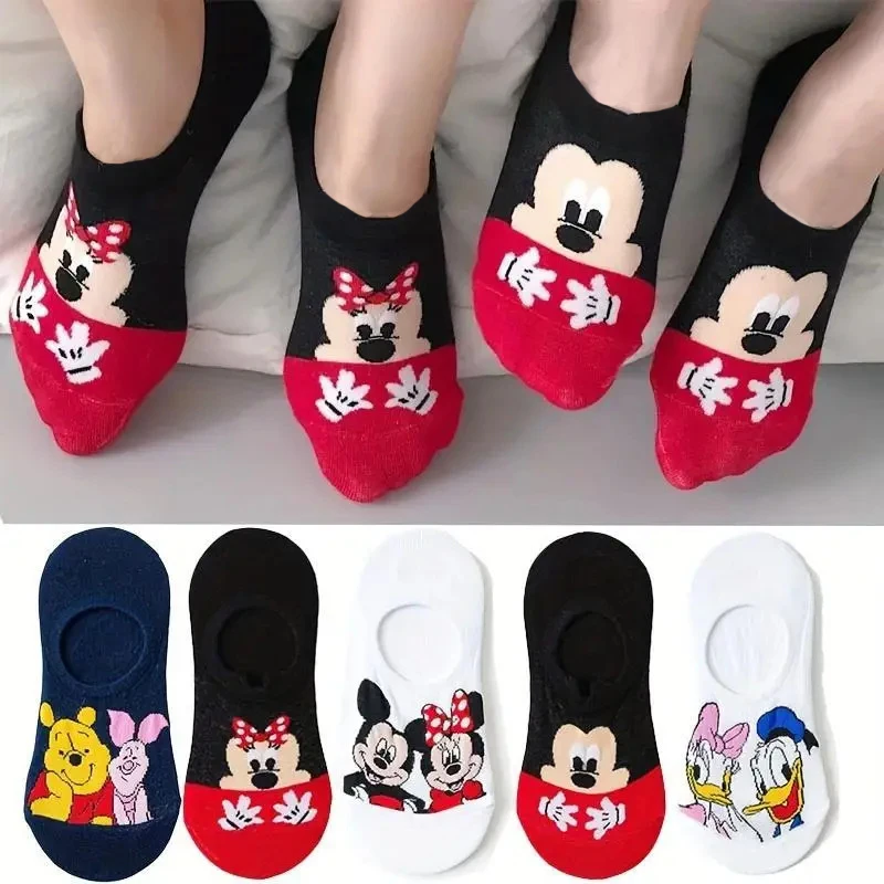 

5/10Pairs Miniso Disney Cartoon Anime short Socks Men Women Street Fashion Novelty Funny Casual Socks Comfortable