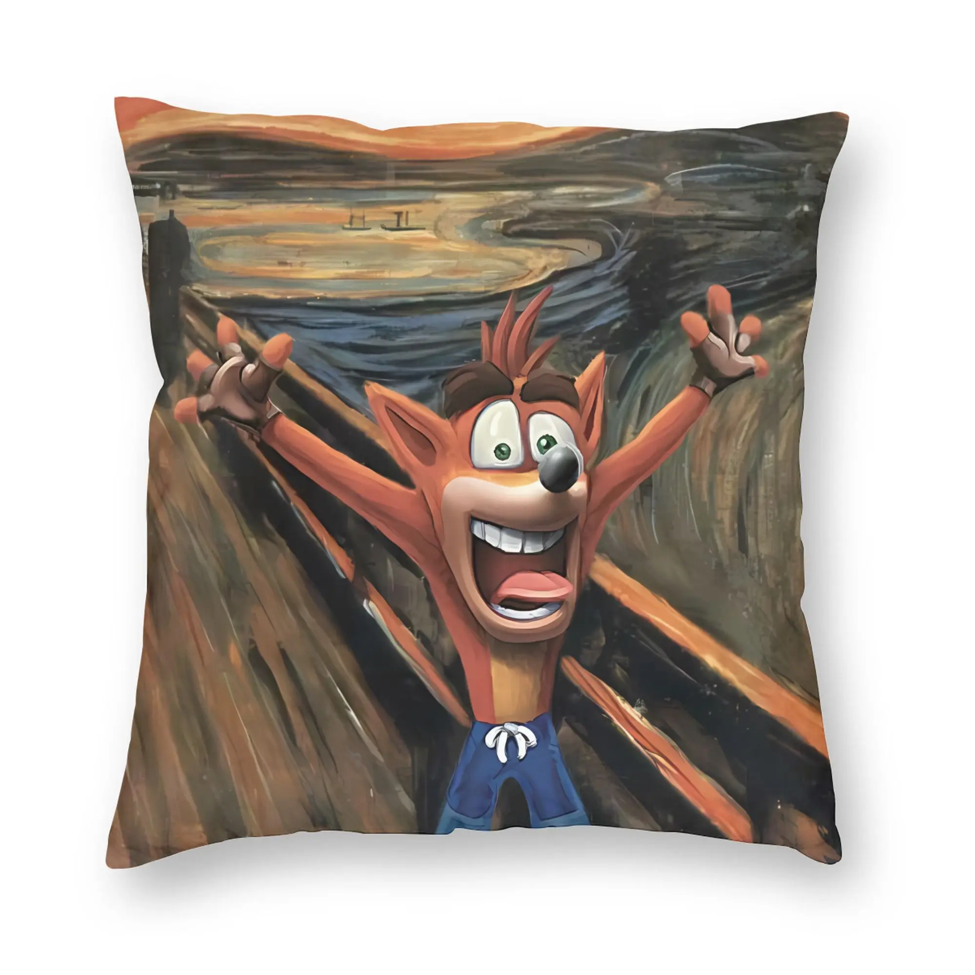 Crash Bandicoot Cliff Run Pillow Cover  Comfy Cushion Cover Kawaii Pillow Case For Sofa Bedroom Home Decor