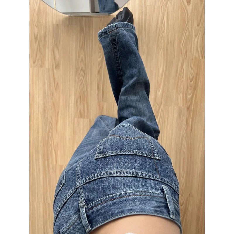 Jeans caldi estivi da donna che lavano pantaloni larghi a gamba larga a vita bassa con hottie americano retrò