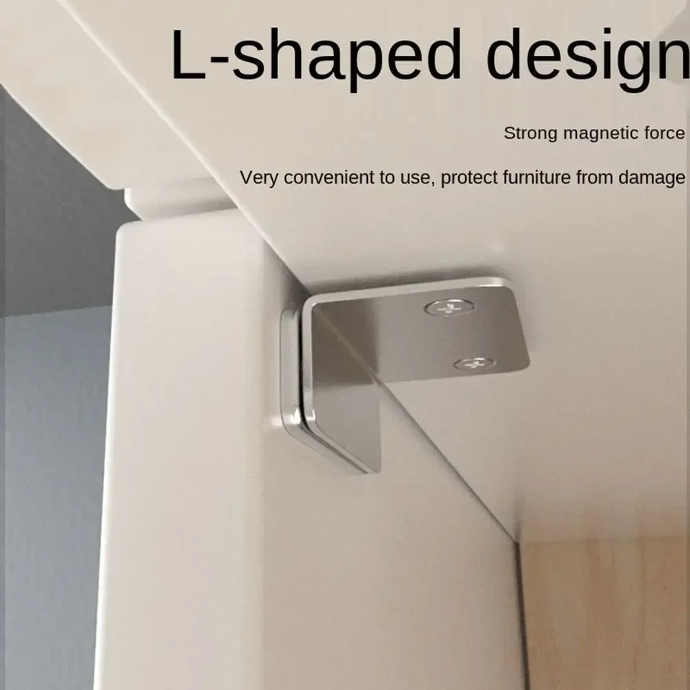 L-Type Strong Magnetic Door Closer Cabinet Catches Latch Magnet Wardrobes Door Stopper Ultra Thin Closures Furniture Fittings