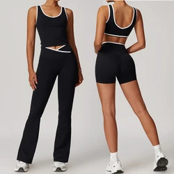 2 pezzi Yoga Set tuta da donna Nude Feeling Workout Set abbigliamento da palestra Push Up Fitness Running Sportwear reggiseno sportivo Leggings Suit