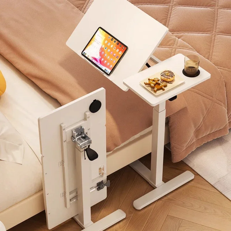 Branco cabeceira Móvel Desk, Elevador pneumático, Home Office, Computer Desk, Sofá Folding Table, Cama Altura Mobiliário ajustável, Estudantes Móveis