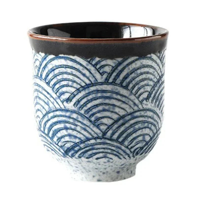 CHANSHOVA Chinese retro style Handmade 80/200ml Painted Ceramic mug teacup personality Wave Pattern Coffee Cups tea set H240