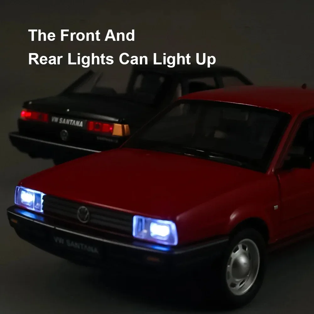 1/24 Legering Diecast Santana Automodel Speelgoed Hoge Simulatie Voertuig met Geluid Licht Trek Collectie Decoratie Cadeaus voor Jongens