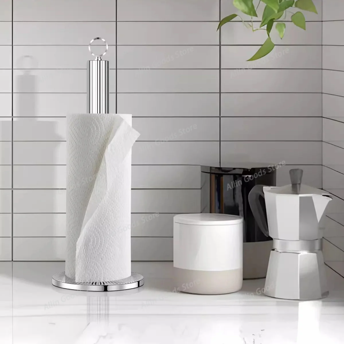 Silver Stainless Steel Paper Towel Holder Tissue Holder Standing Premium Paper Organizer Classic Fashion Kitchen Roll Dispenser