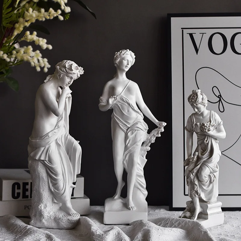 Vilead The Three Fates of Destiny Statue Large Greek Sculpture White Retro Decor Home Wall Shelf Mantel Centerpiece Living Room