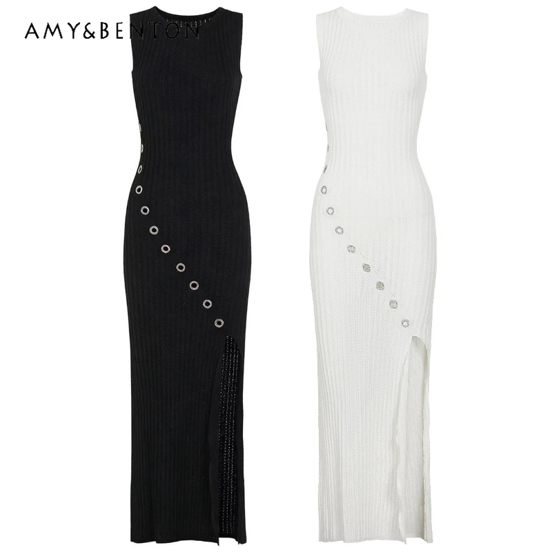 

2026 Summer New Women's Clothing European American Style Temperament Slimming Thin Hot Diamond Sleeveless Long Dresses Ladies