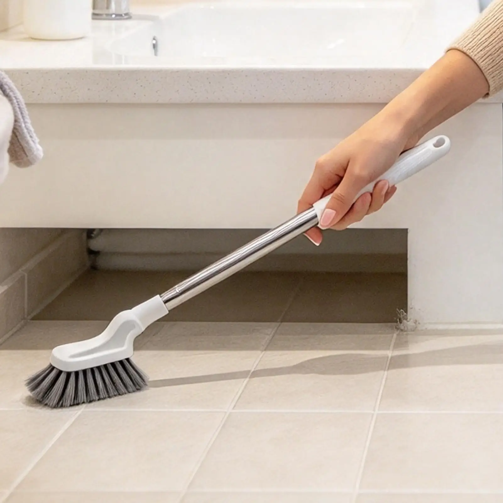 Telescopic Cleaning Brush Long Handle Narrow Gap Scrubber For Window Tracks Tile Grout Bathroom Kitchen Drainable Gap Cleaning