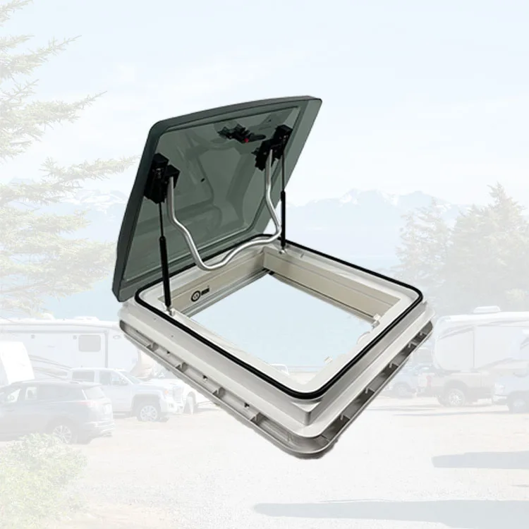 forCaravan Accessories ASA frame single layer anti UV glass  with LED Light Rv Parts  Roof Window rv skylight